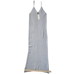 freshman1996 Grey Knit Spaghetti Strap Maxi Dress Womens Size L